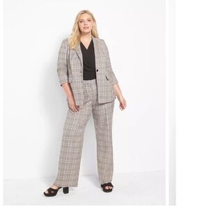 Lane‎ Bryant Plaid perfect drape Blazer Size 16 Neutral Jacket